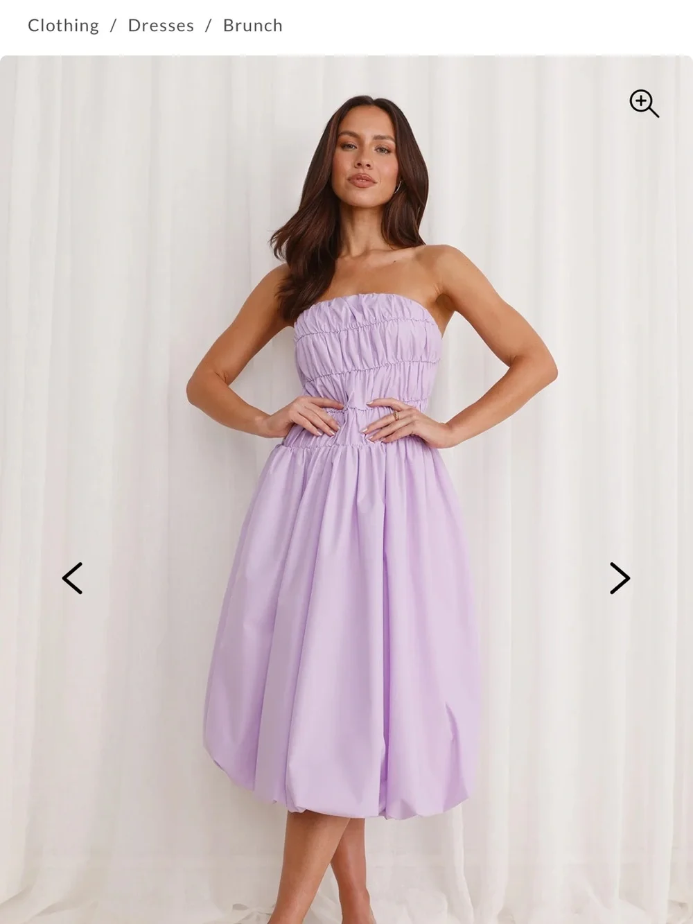 HELLO MOLLY STELLA STRAPLESS BUBBLE MIDI DRESS LILAC